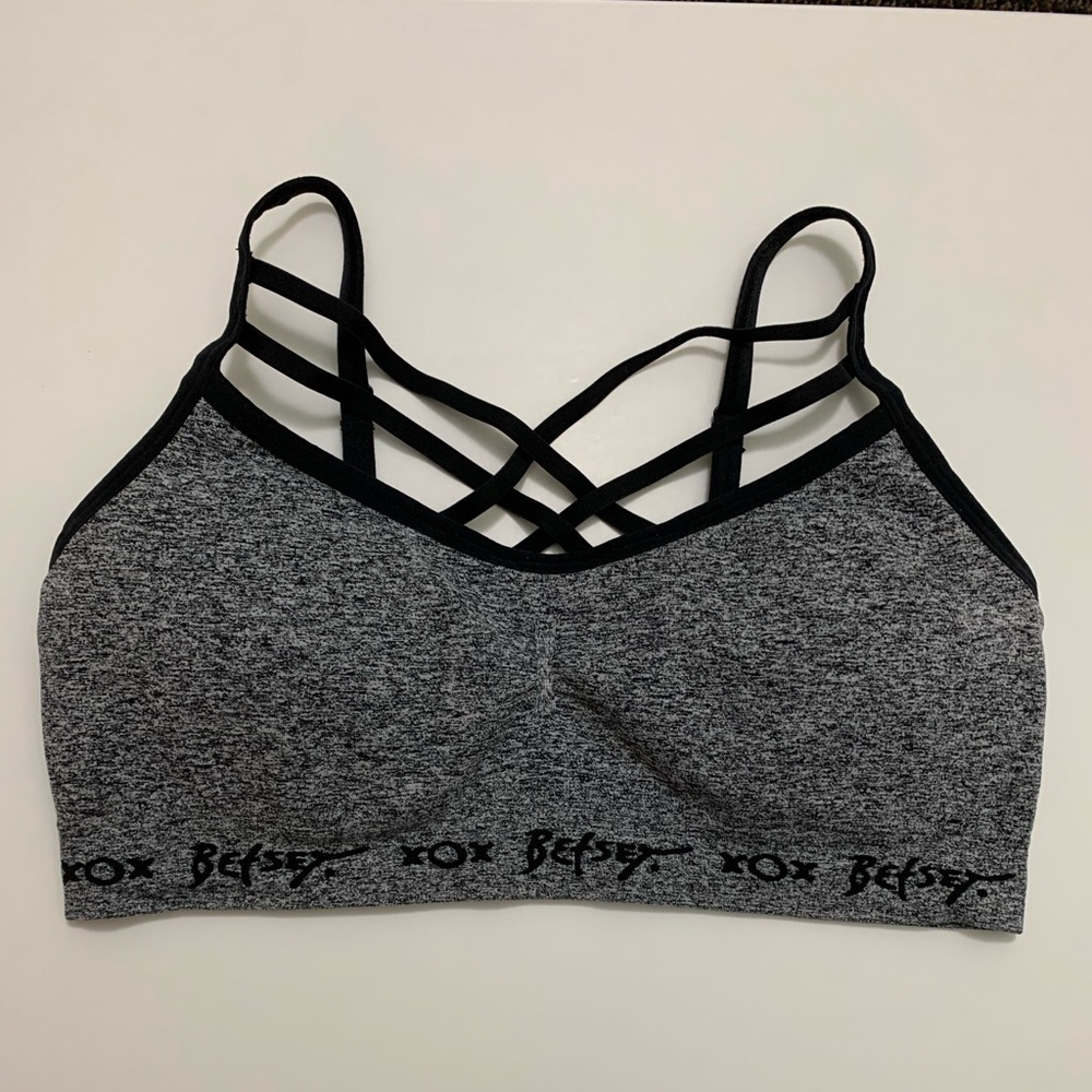 Padded Betsey Johnson Grey CrissCross Bandeau/Bra